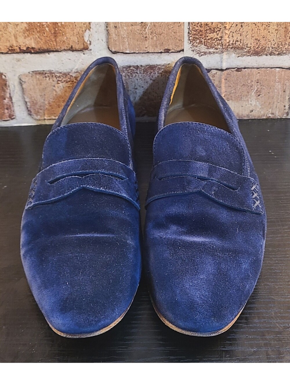 Margaux Suede Penny Loafers Womens Sz EU40 W US 9-9.5 Indigo Navy Handmade Spain